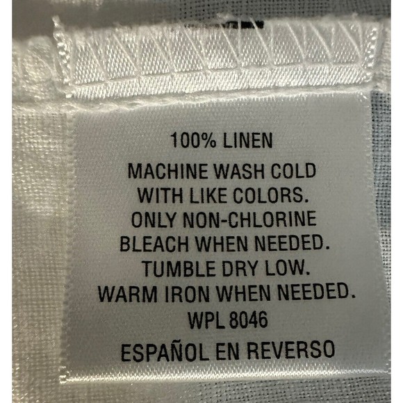 JM Collections Sz 12 White Linen Button Down Blouse Roll Tab Long Sleeve Tunic - Picture 6 of 7